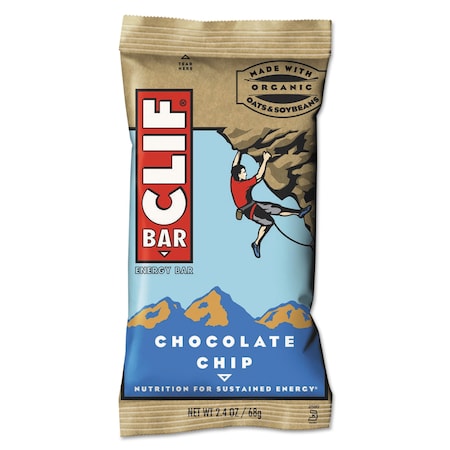 Clif Bar Energy Bar, Chocolate Chip, 2.4oz, PK12 CCC160004